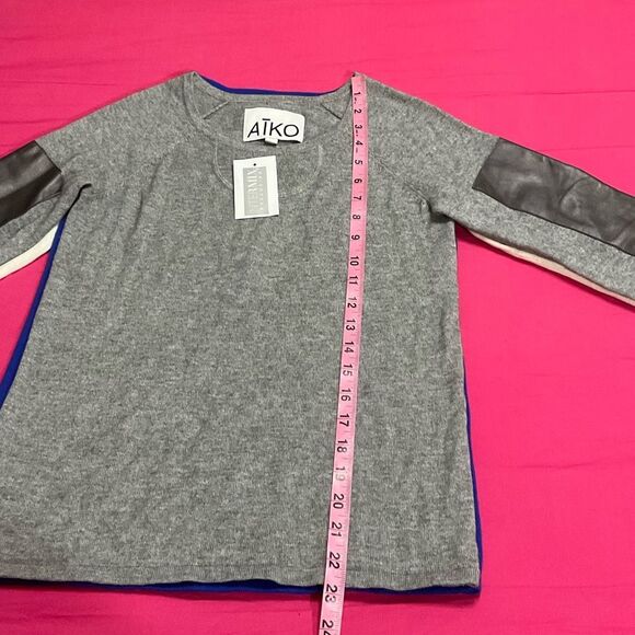 NWT Bergdorf Goodman Aiko Kwan Leather-Sleeve Sweater Size XS - Picture 7 of 14